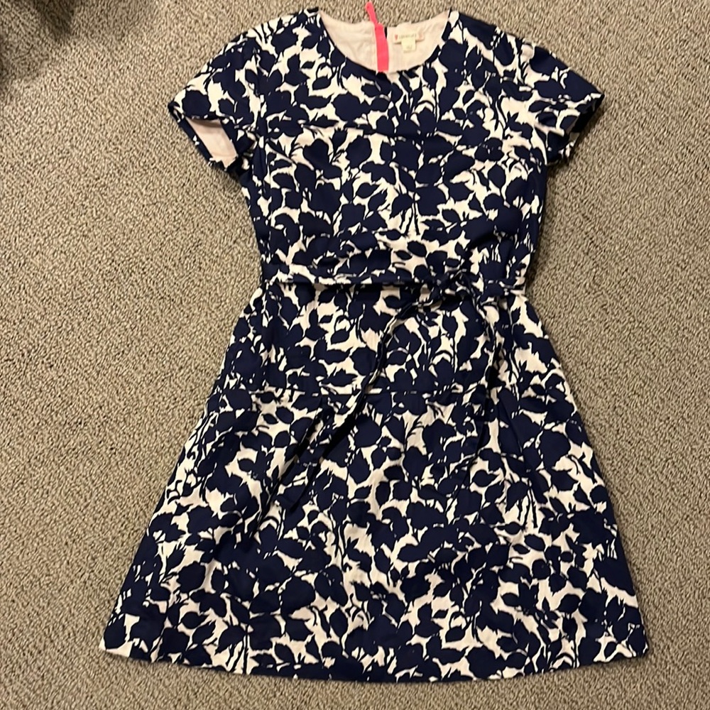 JCrew, Crewcuts dress. Short sleeve cream and navy, zipper back.